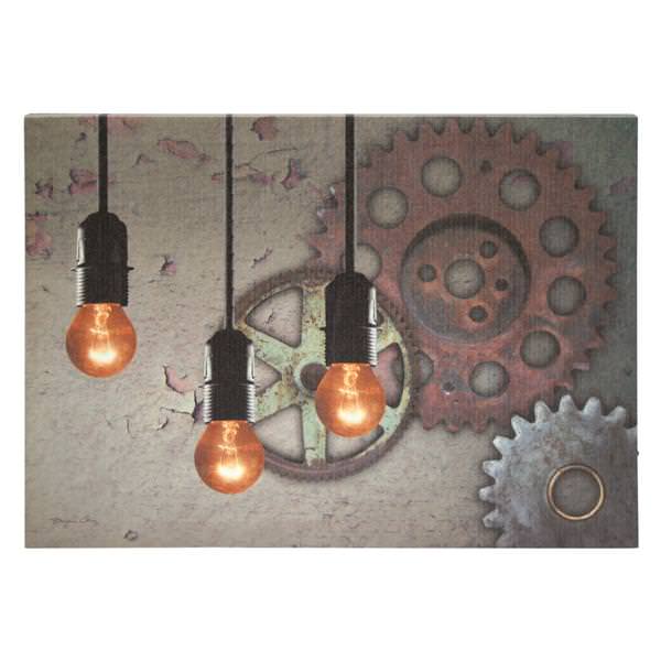 20" x 14" x 3/4" - "Nostalgic Steampunk" Battery Operated LED Lighted Canvas (Batteries Not Included)